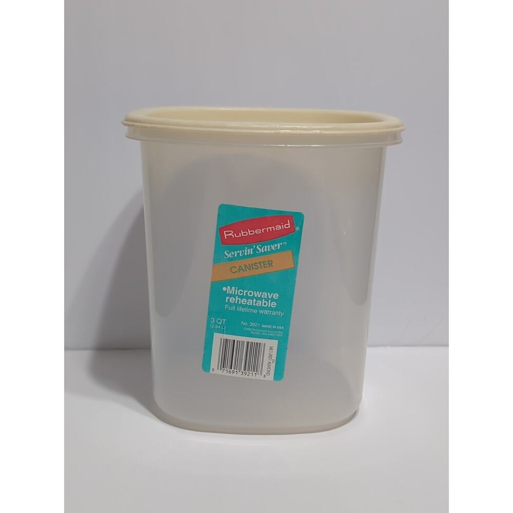 Rubbermaid 3 Qt Servin Saver #6 Square Canister Storage Almond Lid Original Tag